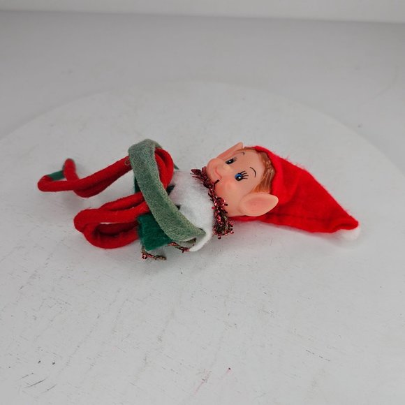 Vintage Knee Hugger Pixie Elf Rubber Face Long Legs Christmas Decor - Picture 8 of 8